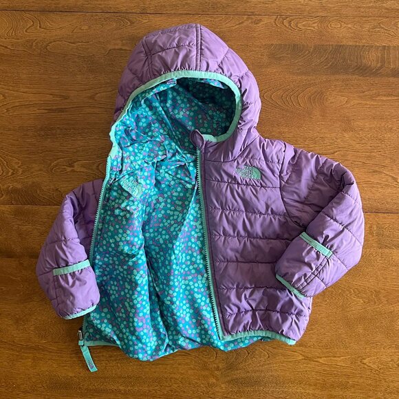 The North Face reversible lavender and teal puffer jacket 18-24m - Picture 1 of 12